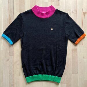 Teddy Fresh Women's Colorblock Merino Wool Blouse Top size Small NWOT NEW